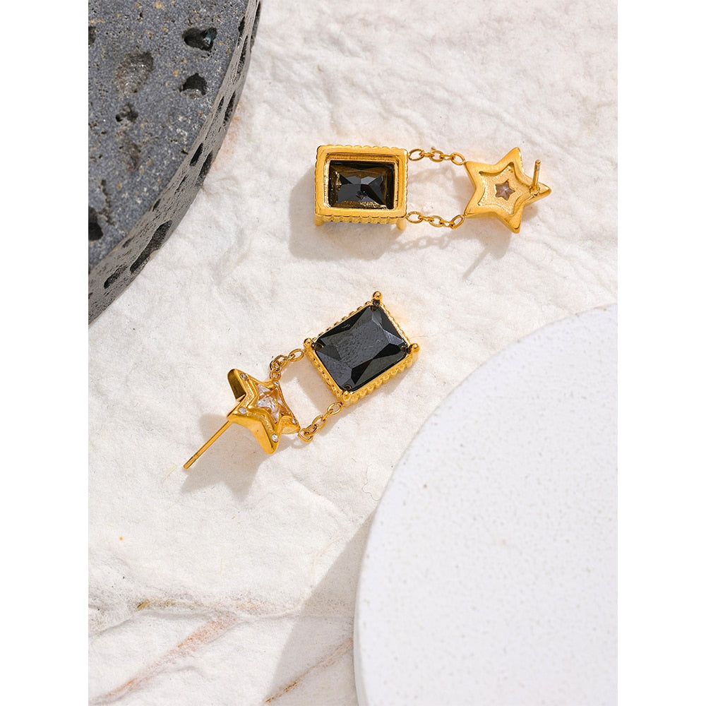 Black Cubic Earrings