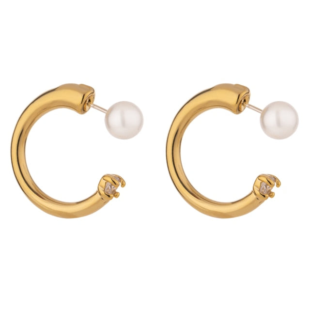 Pearls Hoop Earrings